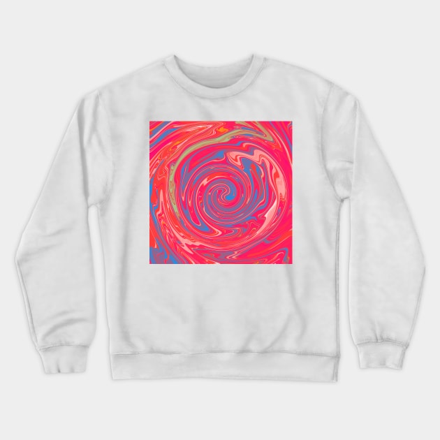 Peach Red Rose Swirl Marble Design Abstract Art Crewneck Sweatshirt by Grafititee